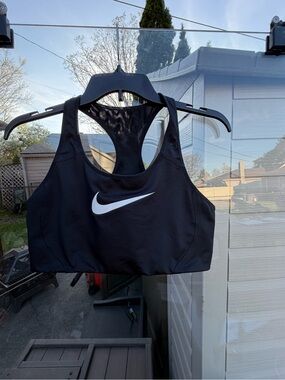 Nike Black Sports Bra with White Swoosh - Racerback Support